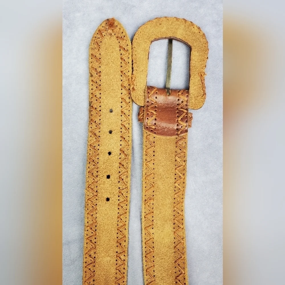 Another Line Genuine Leather Brown braid‎ Boho western cowgirl Women belt Size M